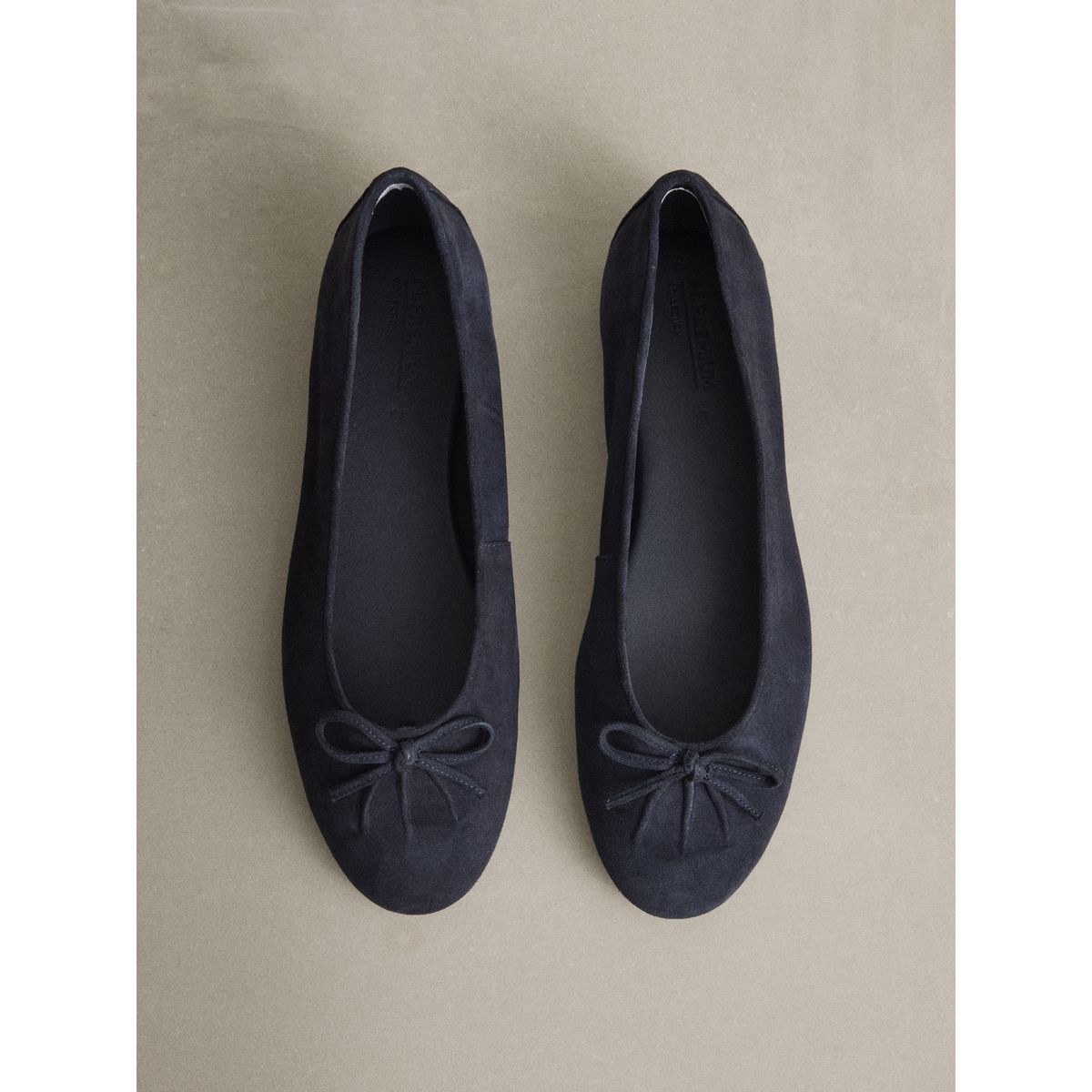 Ballerines ruchées en cuir n. premium bleu marine, NEXT