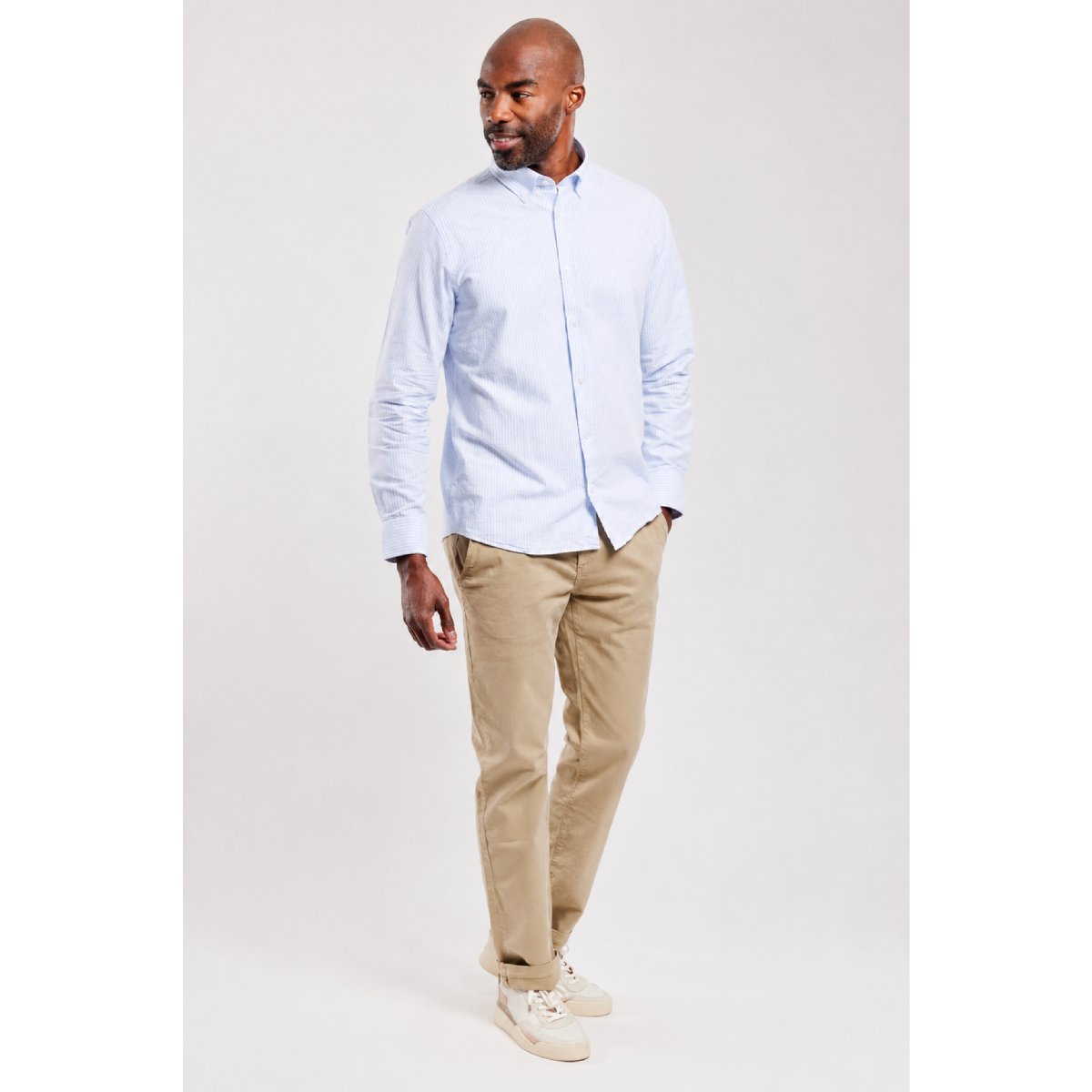 Chemise coupe droite Héritage en coton HERITAGE bleu ciel/milk, ARMOR-LUX