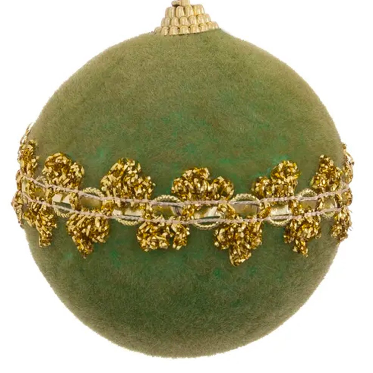 Boule de Noël velours vert et doré 8cm vert, WADIGA