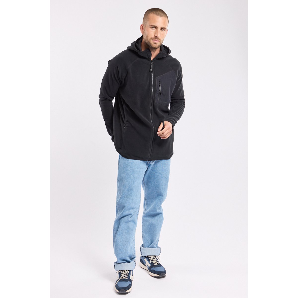 Veste polaire à capuche en Micropolaire Polartec® PLOUHA noir, BERMUDES