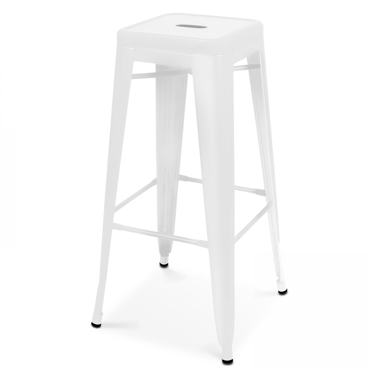 Lot de 4 tabourets de bar en métal mat, INDUS blanc, OVIALA