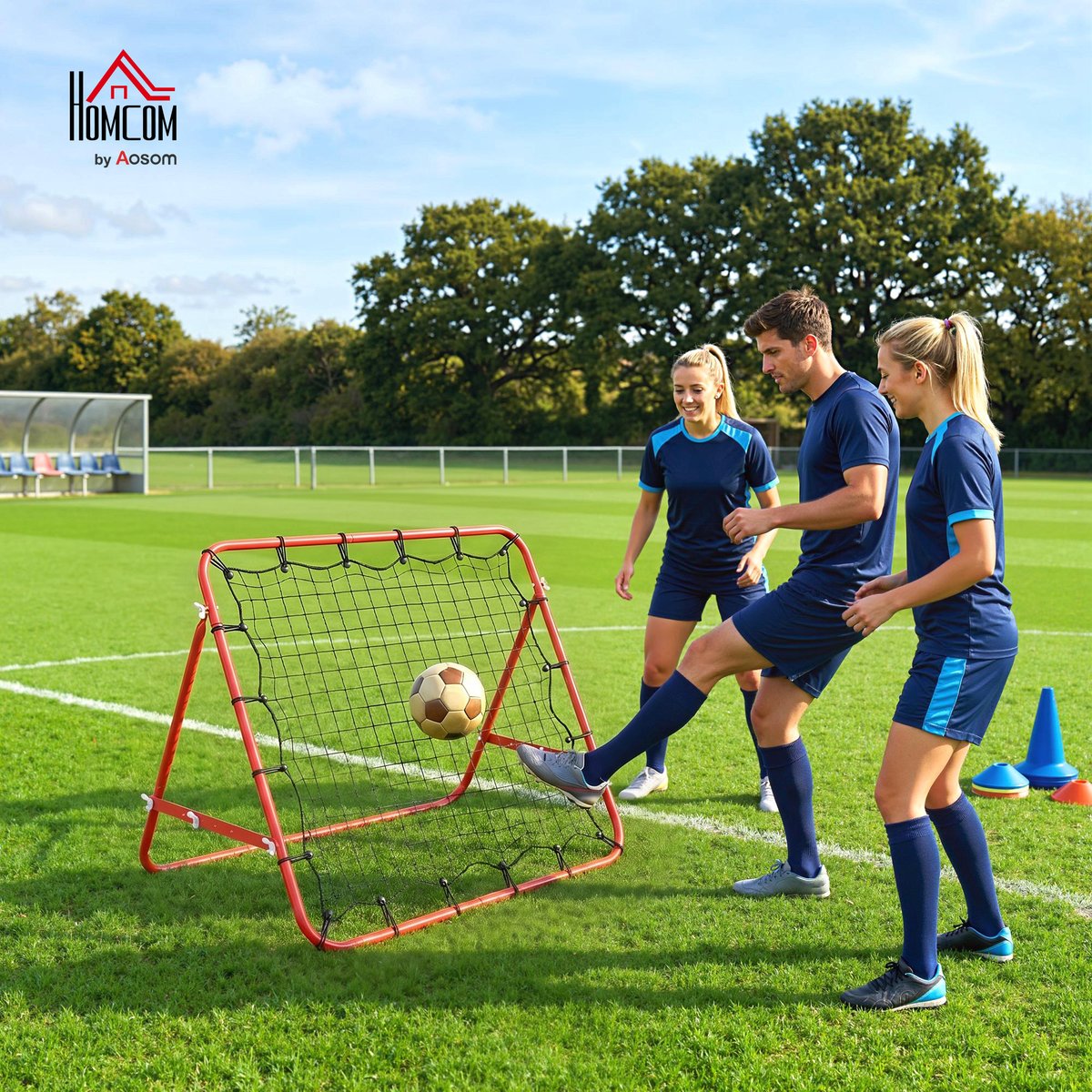 Filet de rebond pour le football PE Rouge rouge, HOMCOM
