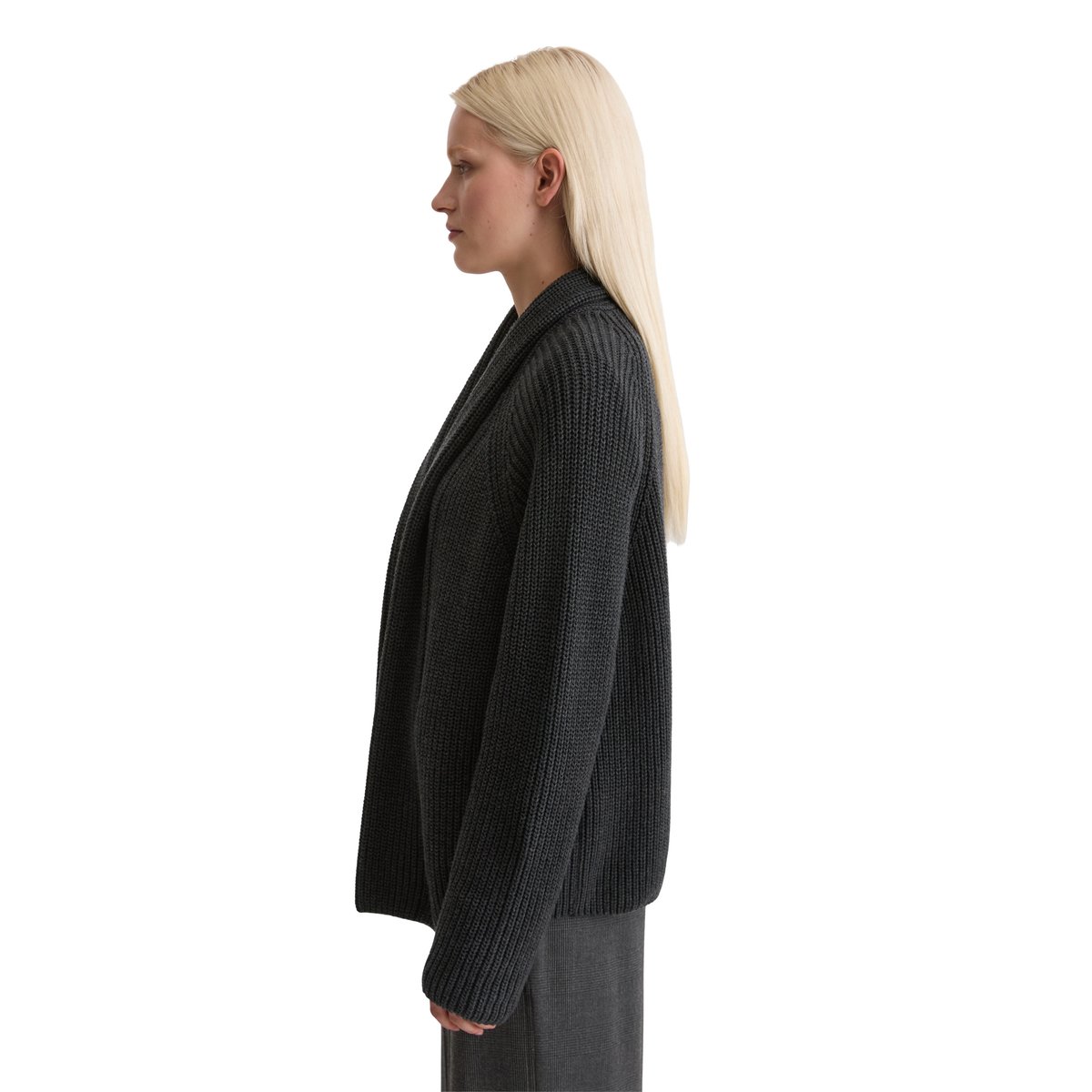 DfC Cardigan regular en coton organique lourd gris fonce, MARC O'POLO