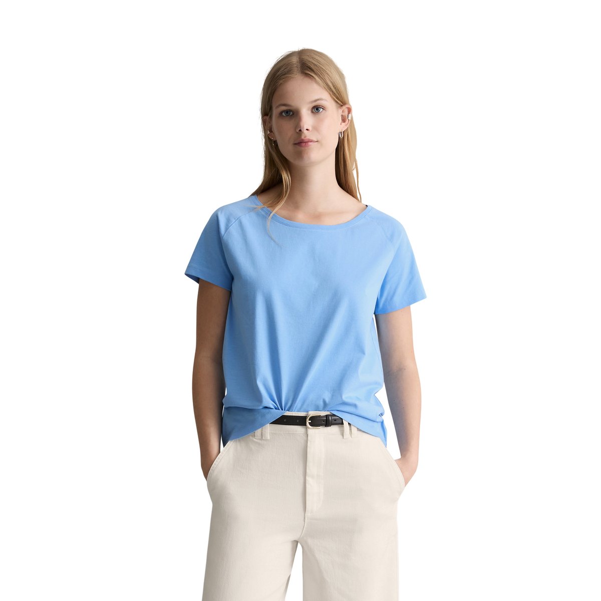 T-shirt regular en Basic Single Jersey bleu moyen, MARC O’POLO DENIM