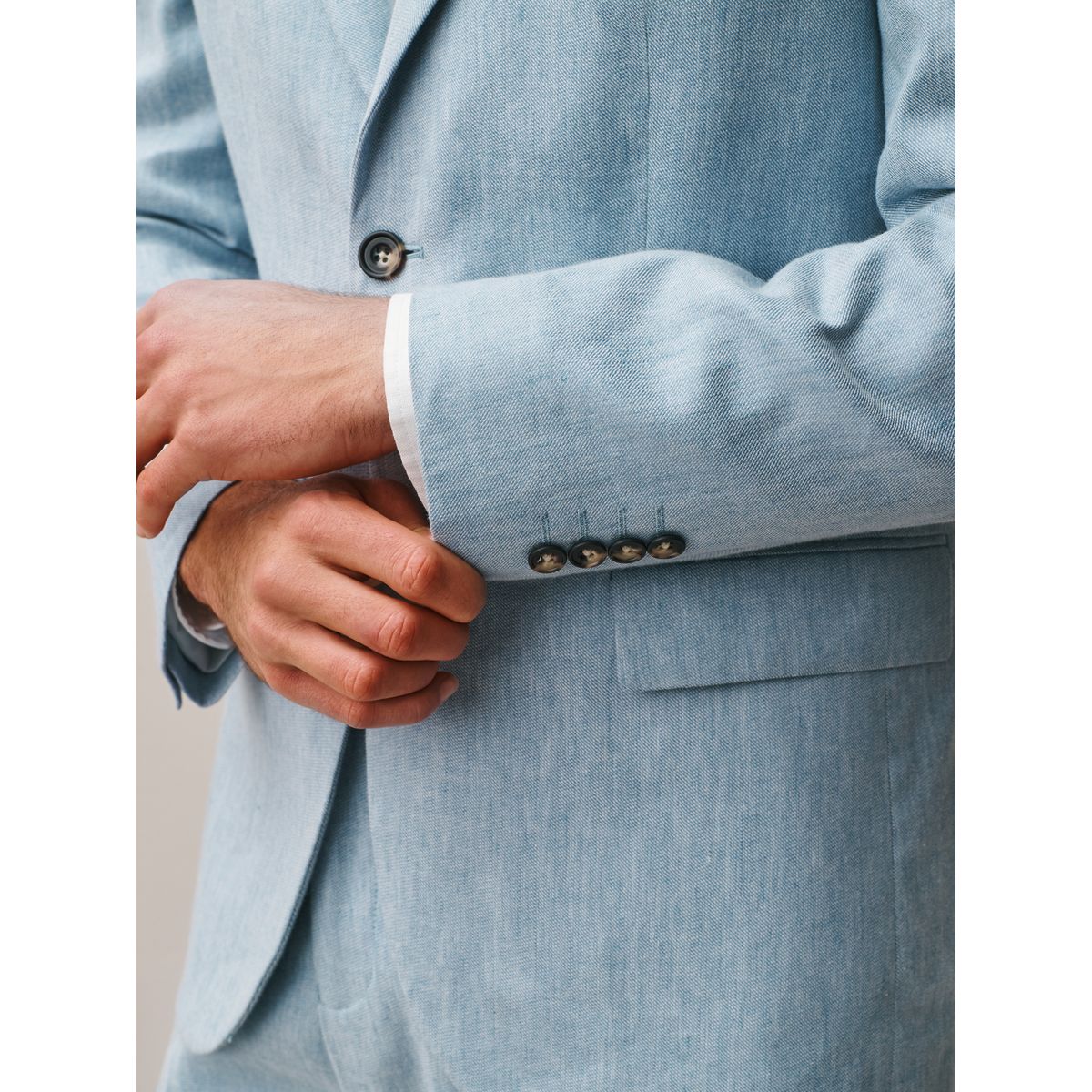 Veste costume lin stretch motionflex slim bleu clair, NEXT