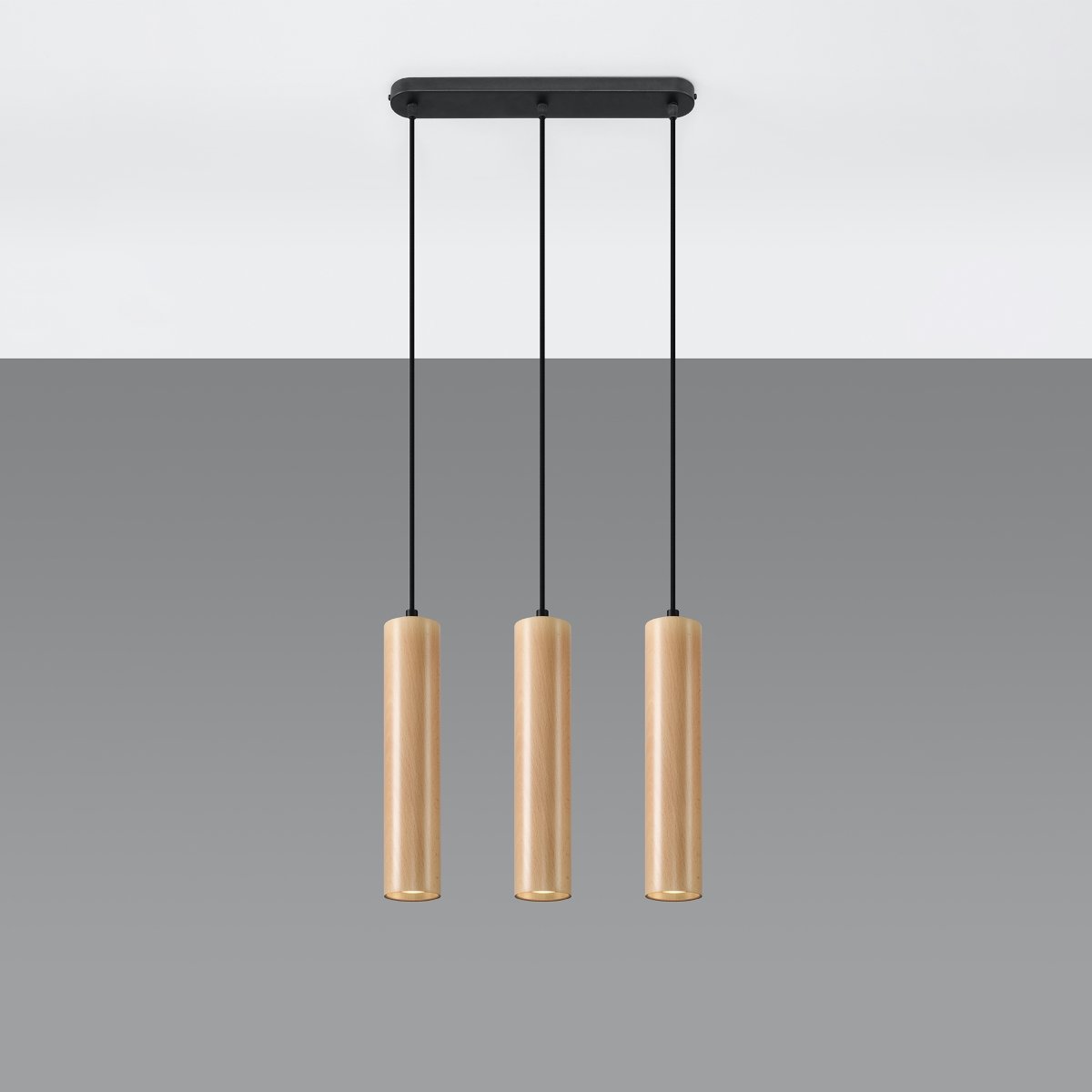 Suspension Bois Bois Naturel GU10 3 Lino Line marron, EDEN