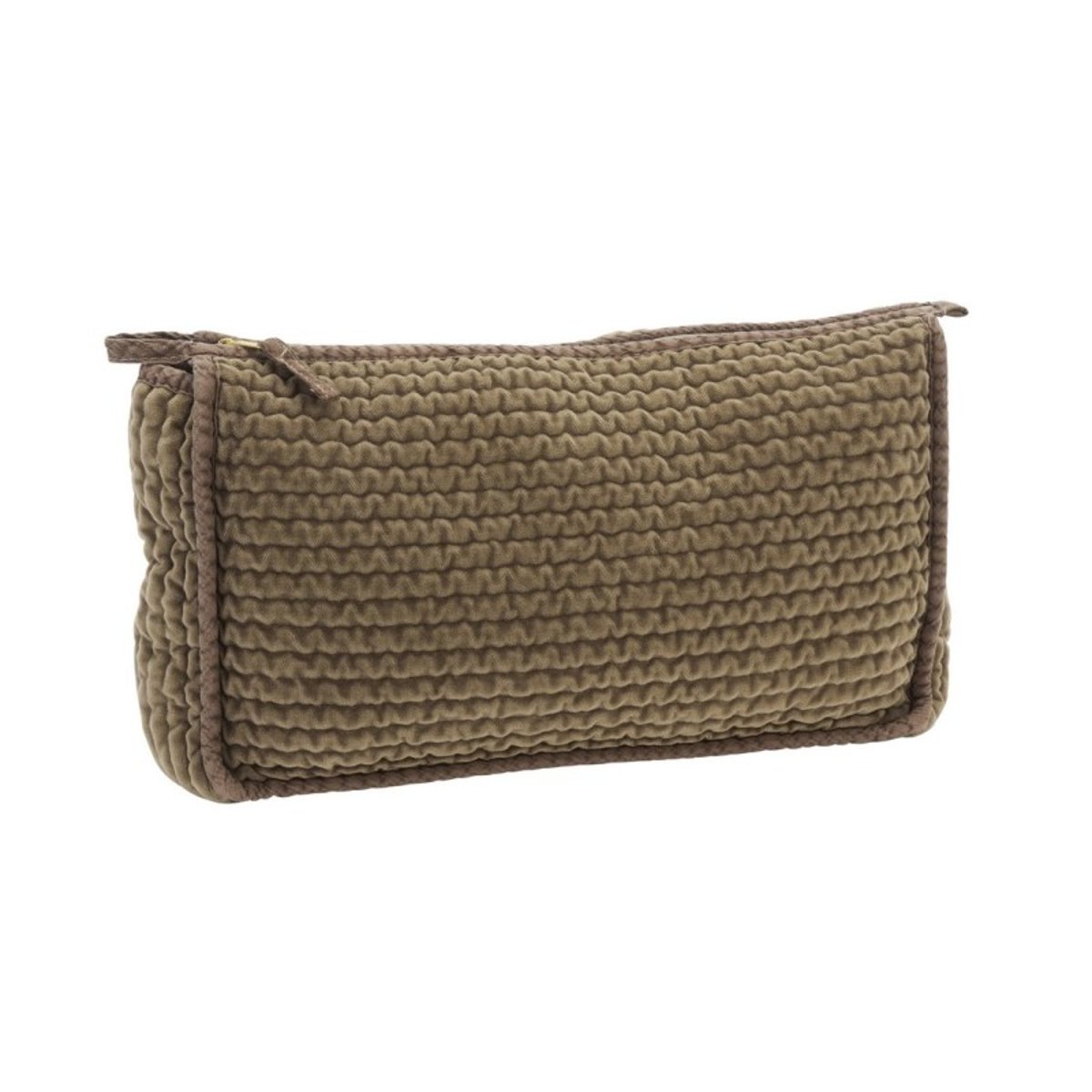 Trousse de toilette velours matelassé taupe, MADAM STOLTZ