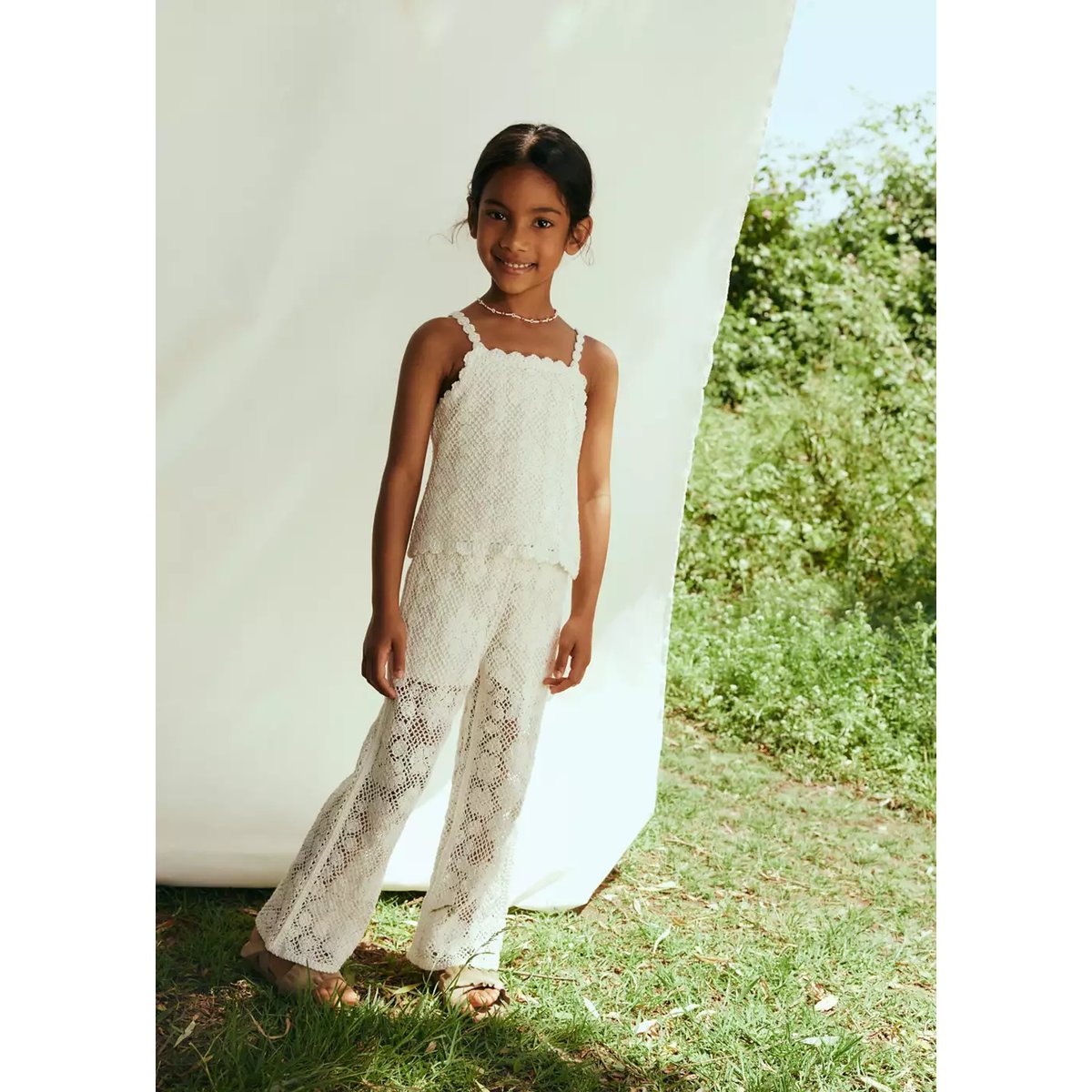 Pantalon droit crochet beige, MANGO BABY