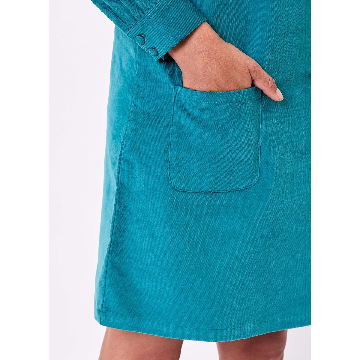 Robe droite velours côtelé bio PASSO bleu atlantic, PRINCESSE NOMADE