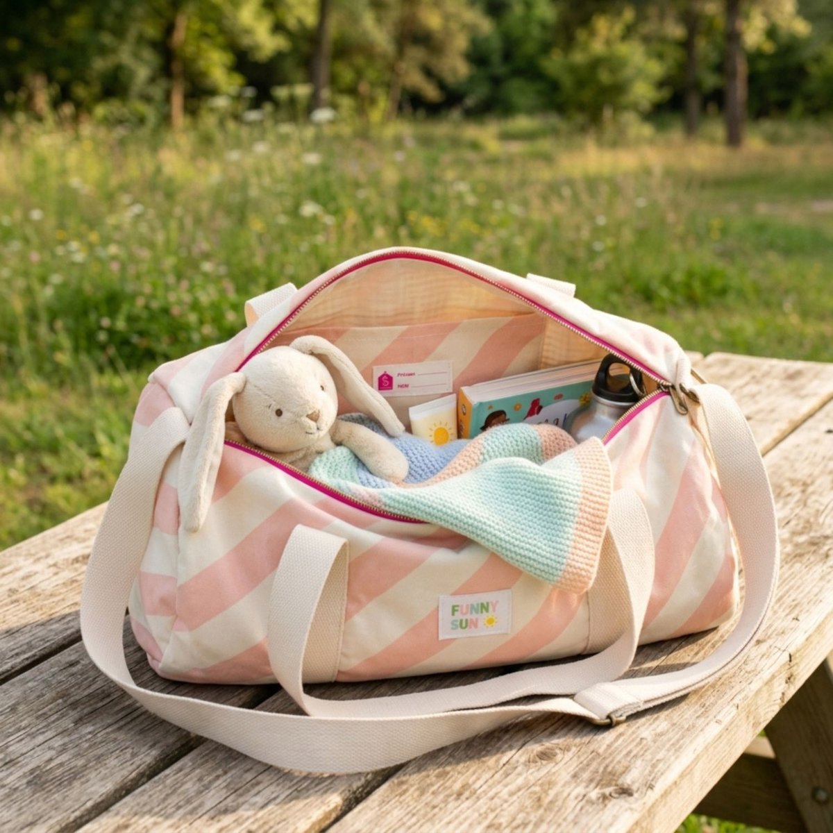 Sac bowling enfant en coton - POP rose, écru, SAUTHON
