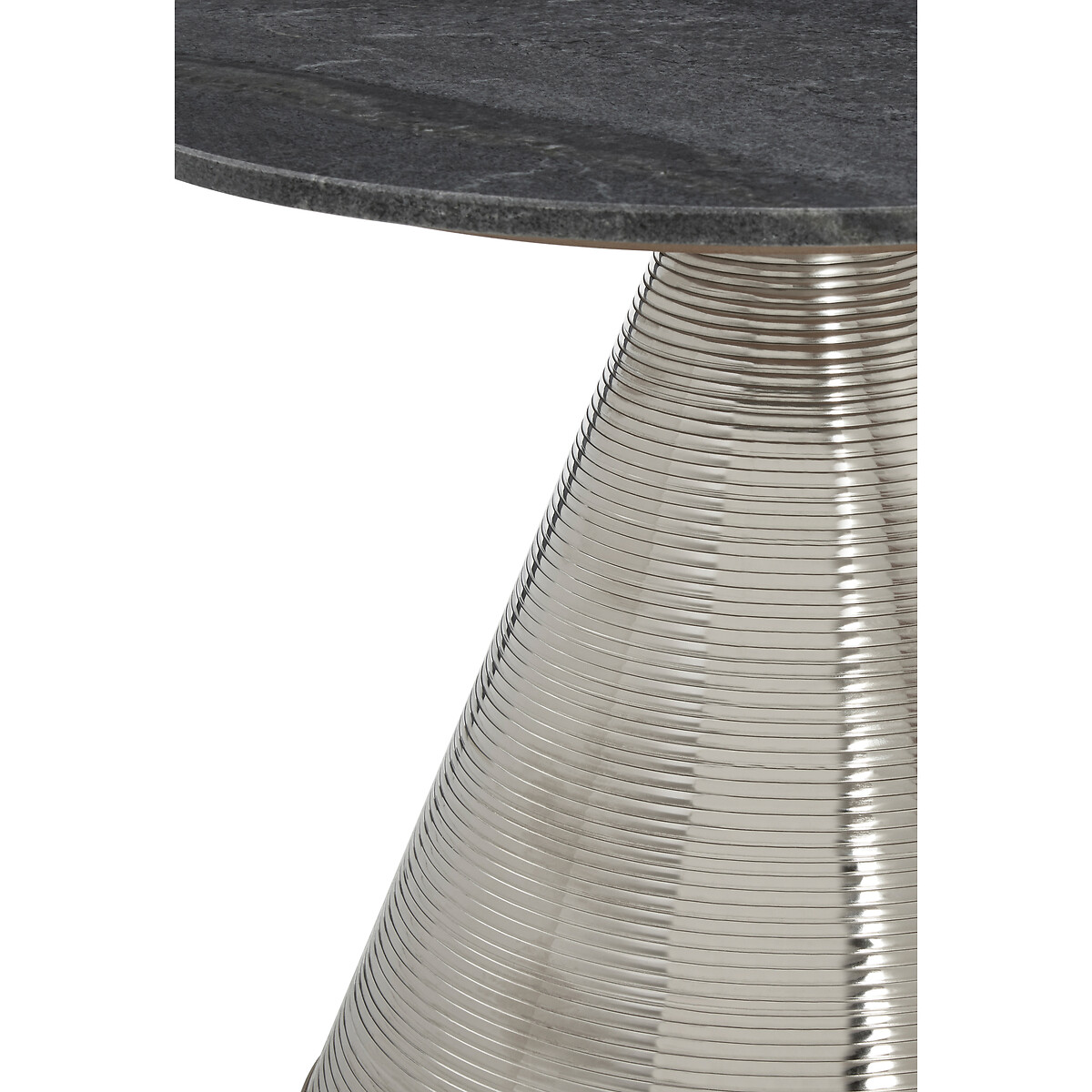 Table with Grey Marble Top and Silver Finish Base silver-coloured, FIFTY FIVE SOUTH