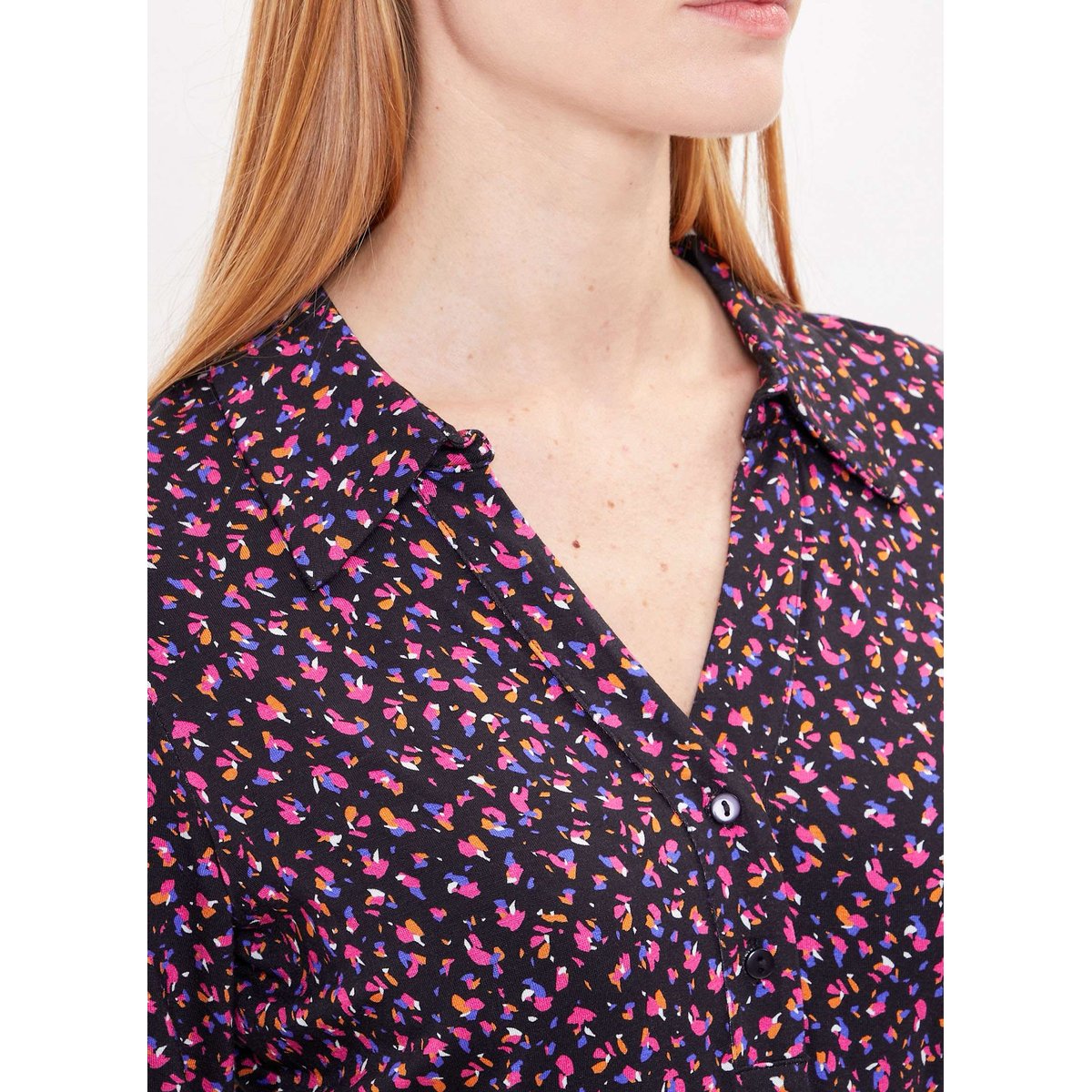 Robe chemise imprimée en maille EZO violet foncé, PRINCESSE NOMADE