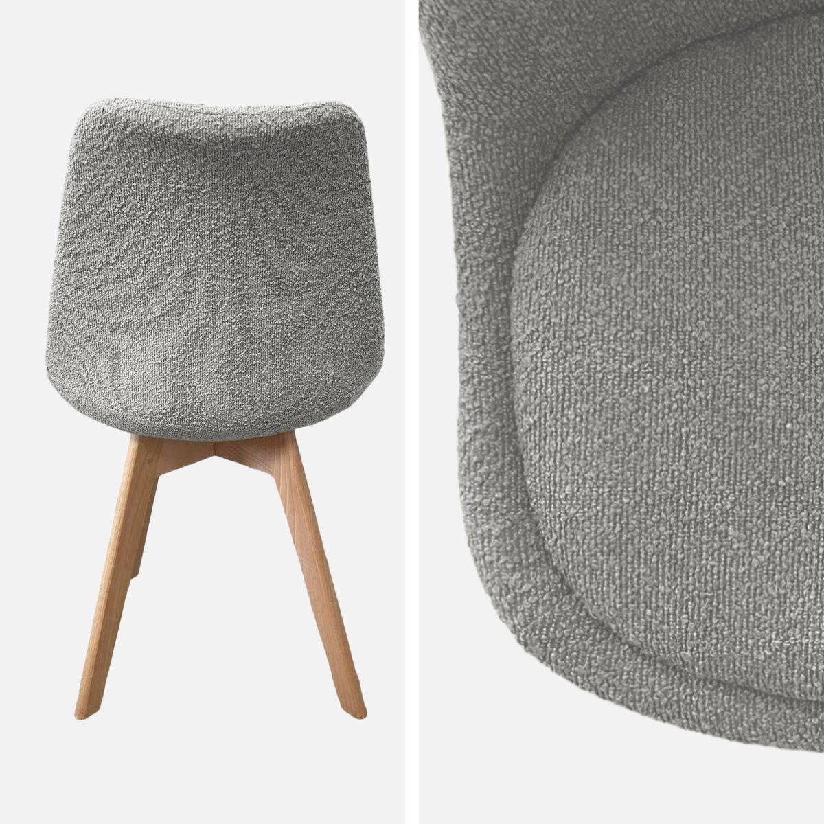 Chaise scandinave bois de hêtre et bouclette texturée (lot de 4) NILS blanc, SWEEEK