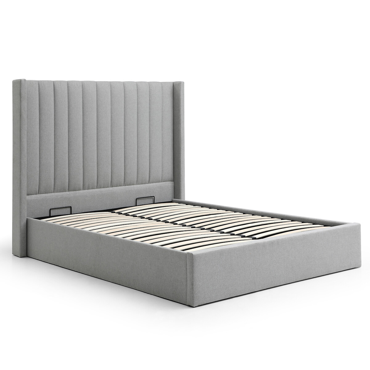 Taylor Fluted Wool Headboard Multi-Lift Ottoman Storage Bed grey, SO'HOME