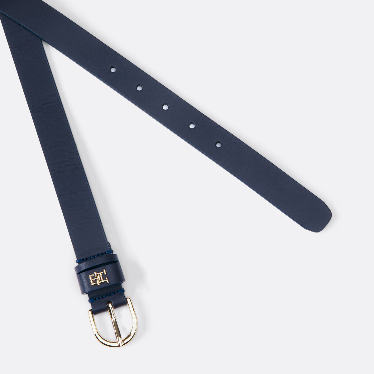 Cintura in pelle da 2,5 cm blu marino, TOMMY HILFIGER