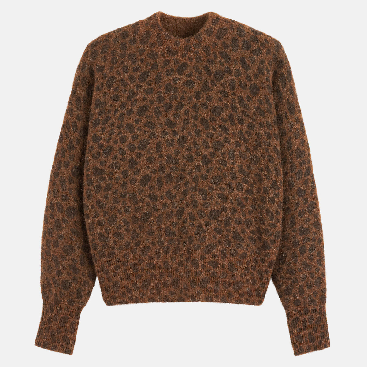 Pull col montant imprimé léopard en alpaga et laine mélangés léopard, LA REDOUTE COLLECTIONS