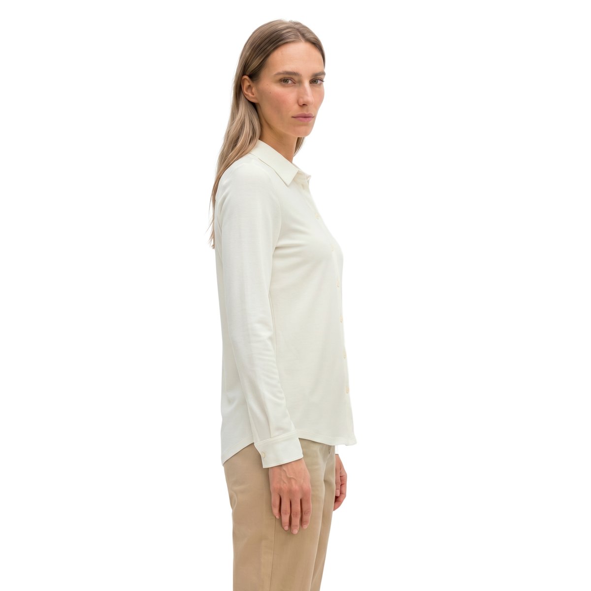Blouse en jersey regular en LENZING™ ECOVERO™ blanc, MARC O'POLO