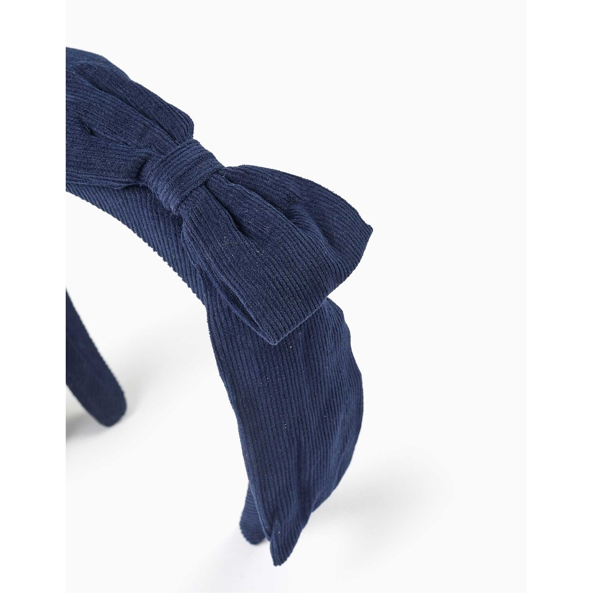 Serre-tête en velours côtelé avec nœud sur le dessus bleu foncé, ZIPPY