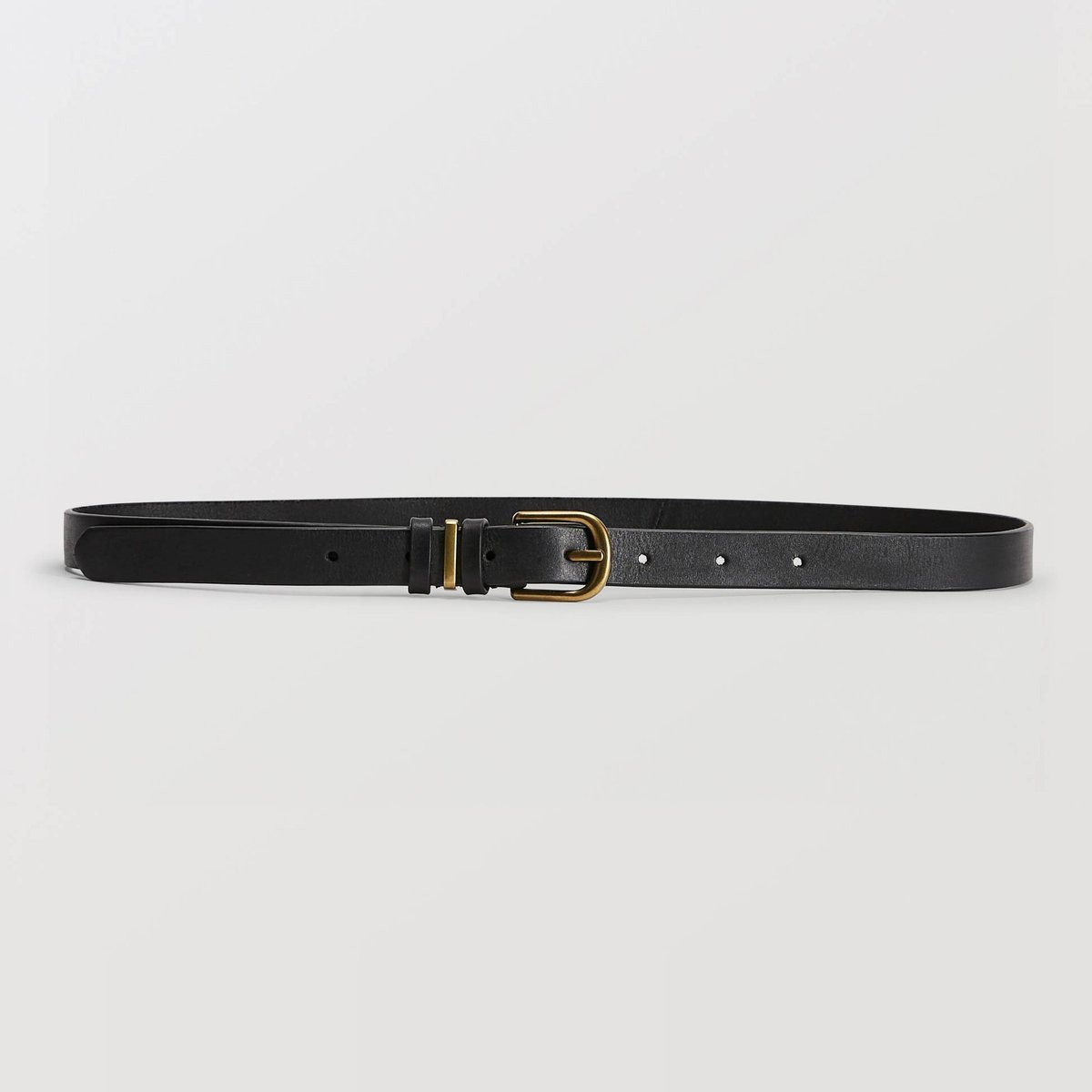 Ceinture en cuir avec passant en métal noir, MONOPRIX