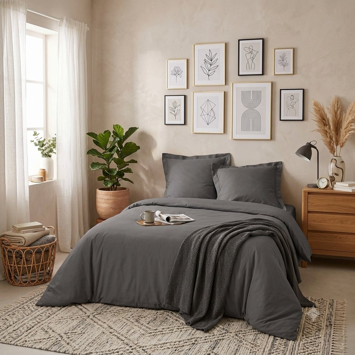 Housse de couette Percale 240 x 260 cm Percalines Anthracite anthracite, EDEN