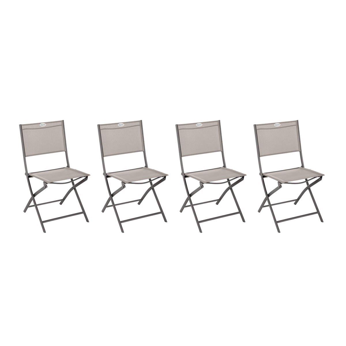 Lot de 4 chaises de jardin pliantes en acier MODULA gris taupe, HESPERIDE