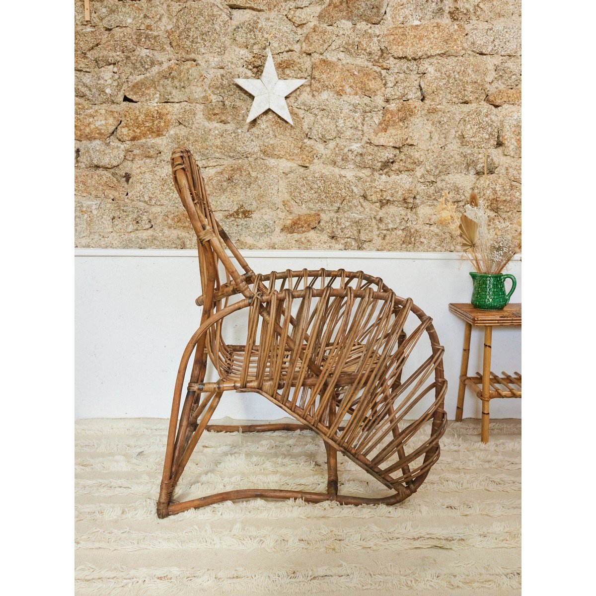 Fauteuil en rotin Ernest N°1034 - Bon état bois foncé, DEBONGOUT