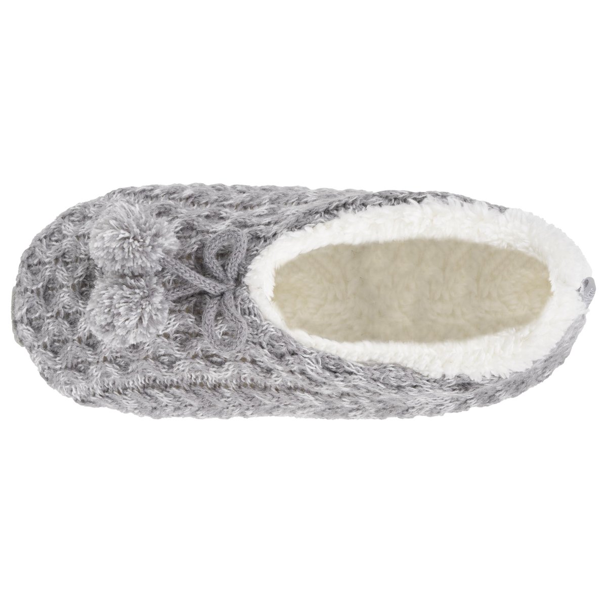 Chaussettes d'intérieur maille torsadée, picots antidérapants gris, ISOTONER