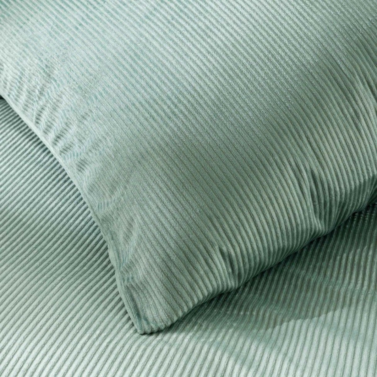Housse De Couette 240x220 + 2 Taies Velours Côtelé Vert Cèdre vert, DECORATIE