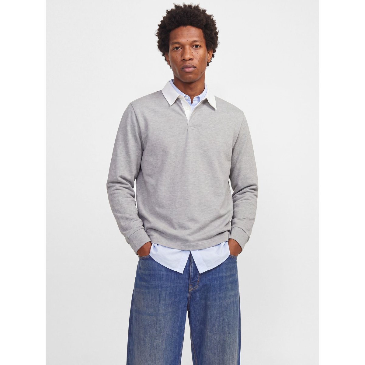 Polo grise - light grey melange 1, JACK & JONES