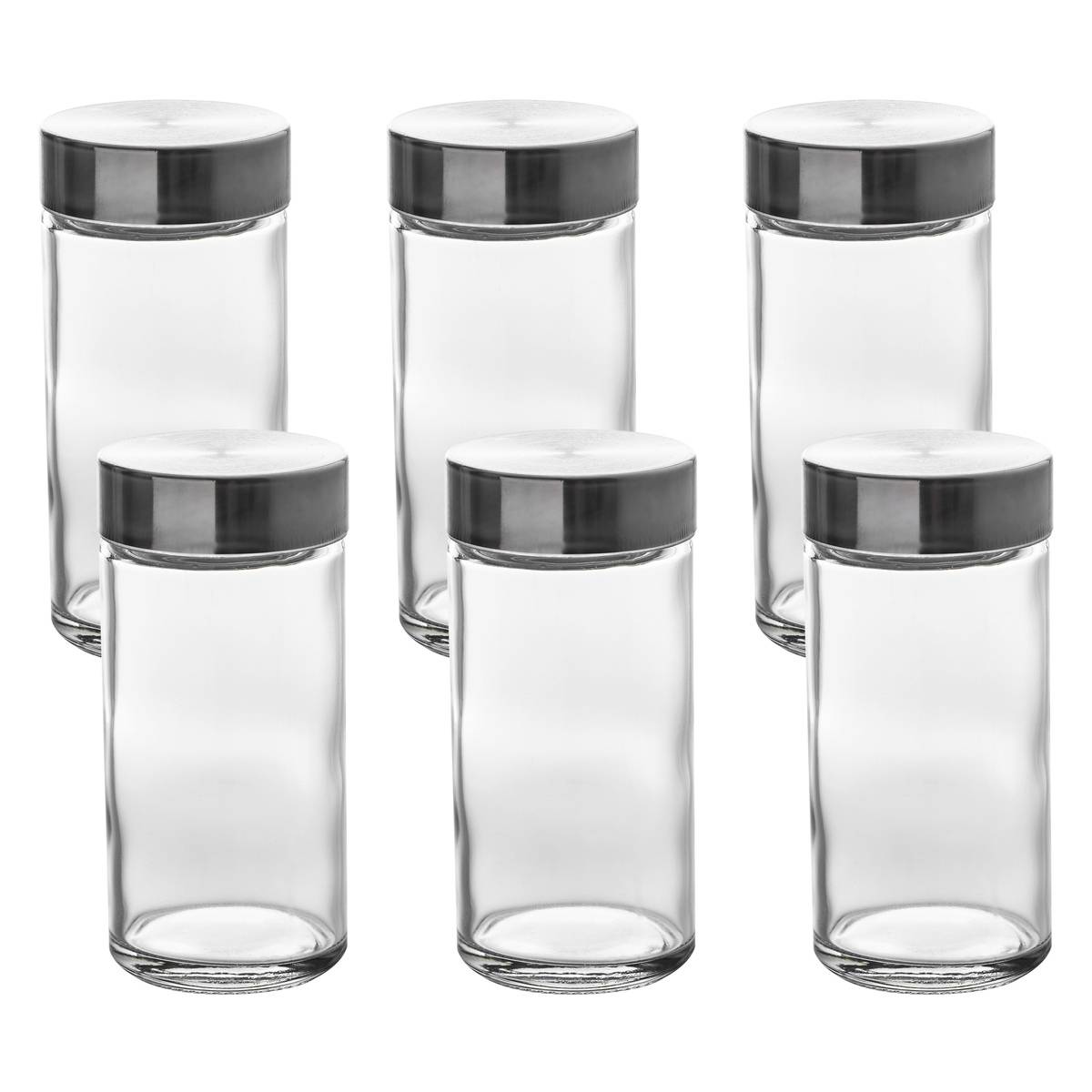 Lot de 6 bocaux à épices 80ml en verre et acier ESSENTIELS transparent, 5FIVE SIMPLY SMART