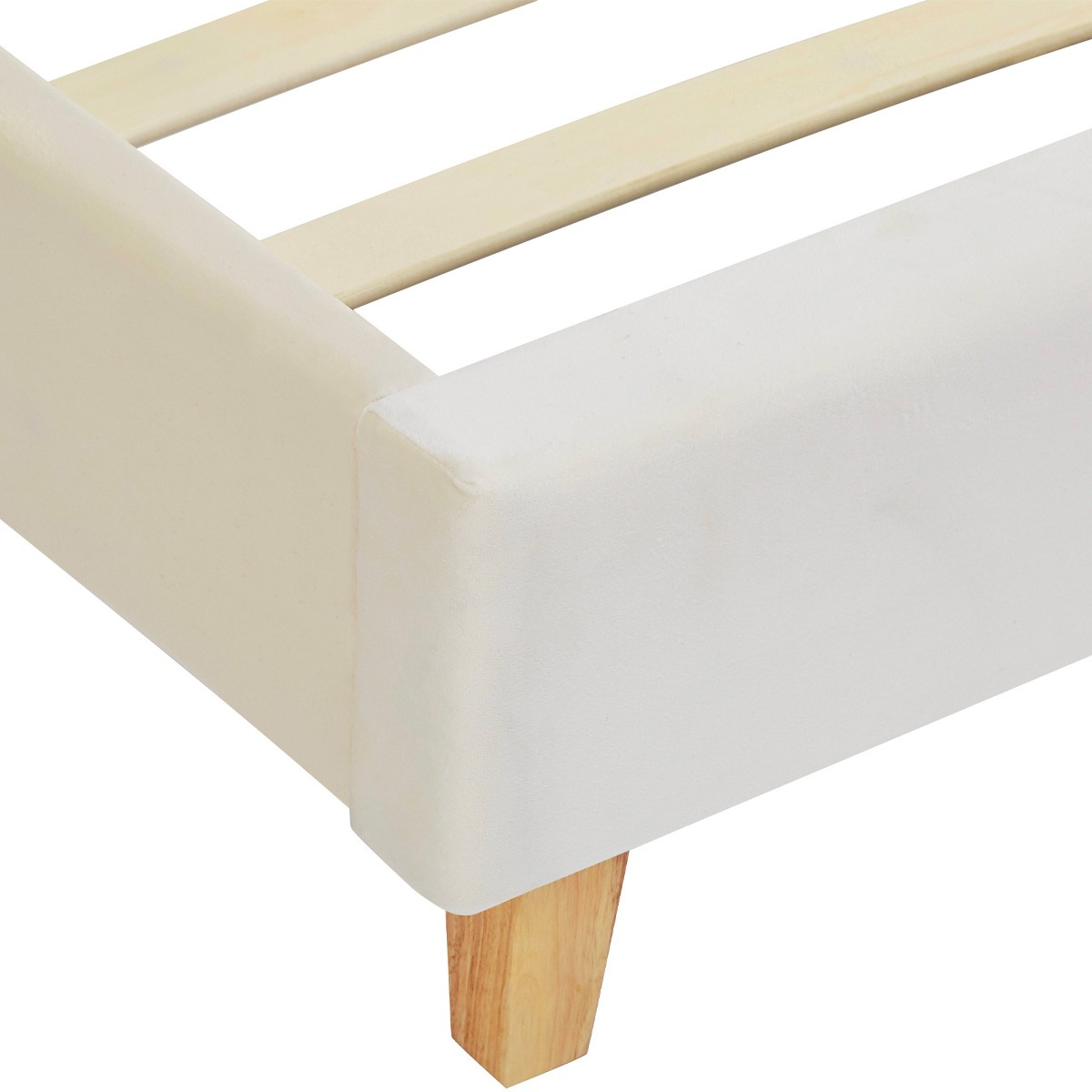 Lit avec tête de lit en velours - MILO beige, HOMIFAB