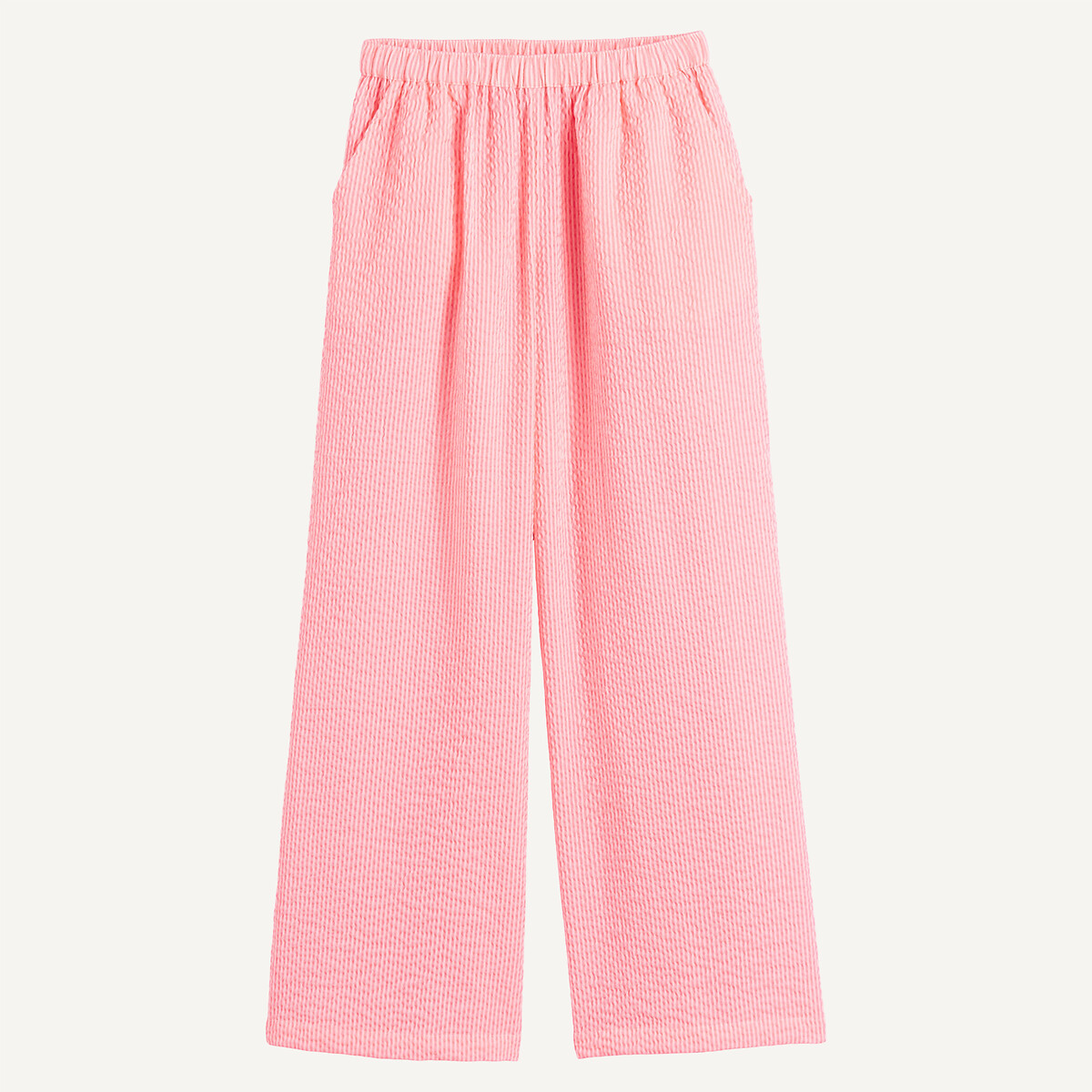Pantalon large, taille élastiquée, imprimé à rayures rayé rose/blanc, LA REDOUTE COLLECTIONS