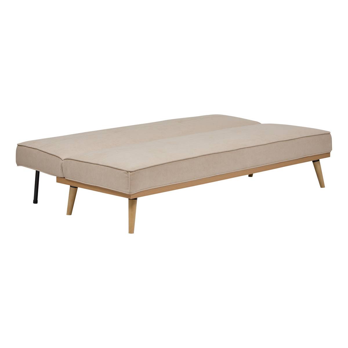 Canapé convertible 3 places en pin DOHAN crème, ATMOSPHERA