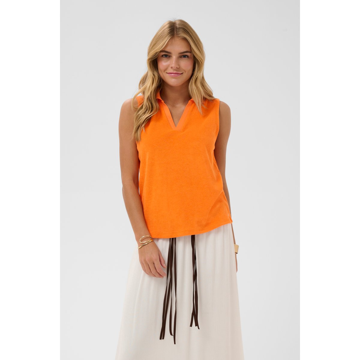 Chemise polo orange celosia orange, CREAM