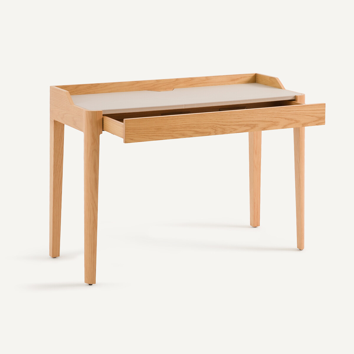 Scrivania in rovere impiallacciato e pelle, Junius, design Emmanuel Gallina quercia naturale, AM.PM X EMMANUEL GALLINA