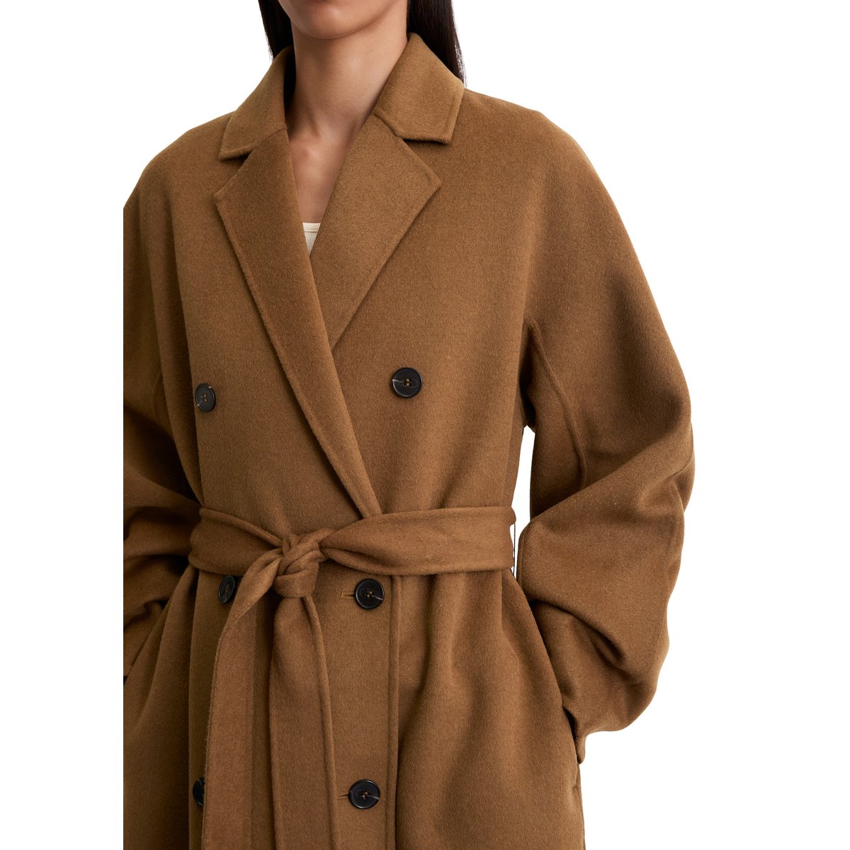 Manteau relaxed en mélange de laine double face marron clair, MARC O'POLO