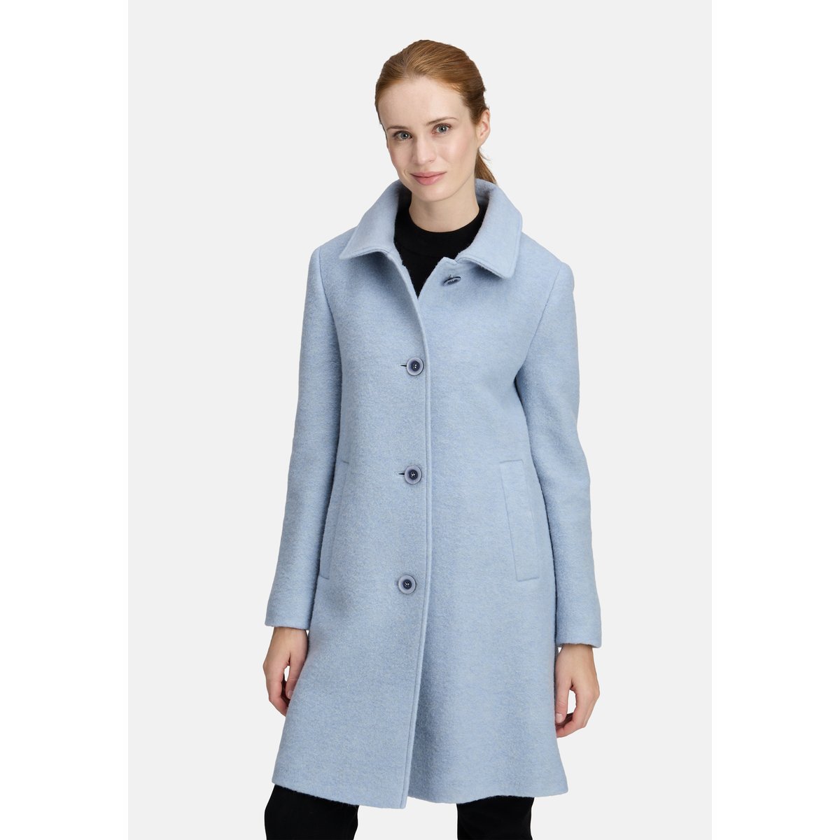 Manteau en laine à capuche amovible blue fog, BETTY BARCLAY