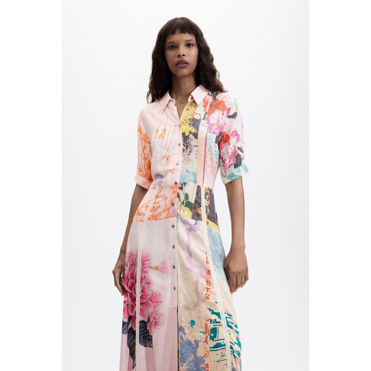 Robe longue imprimée rose, DESIGUAL