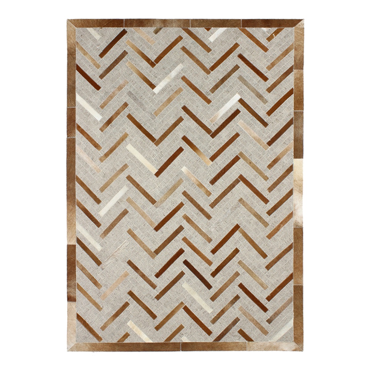 Tapis en cuirs recyclés motif chevron CUIR marron clair, THE DECO FACTORY