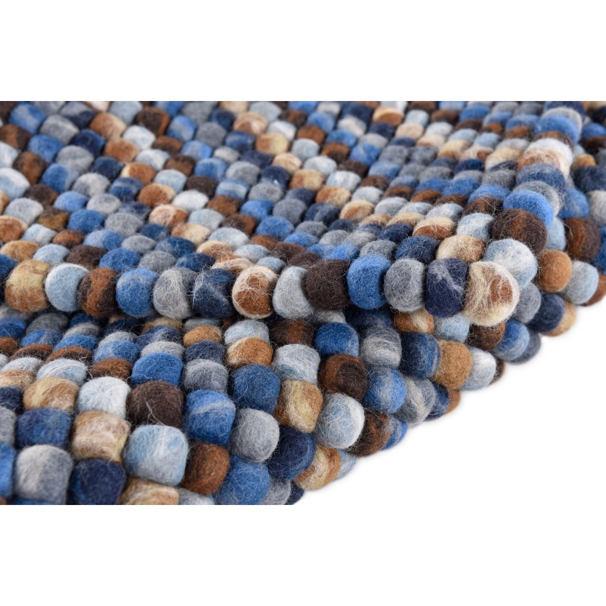 Tapis salon Pixel laine feutrée balles rondes bleu multicolore, THEKO