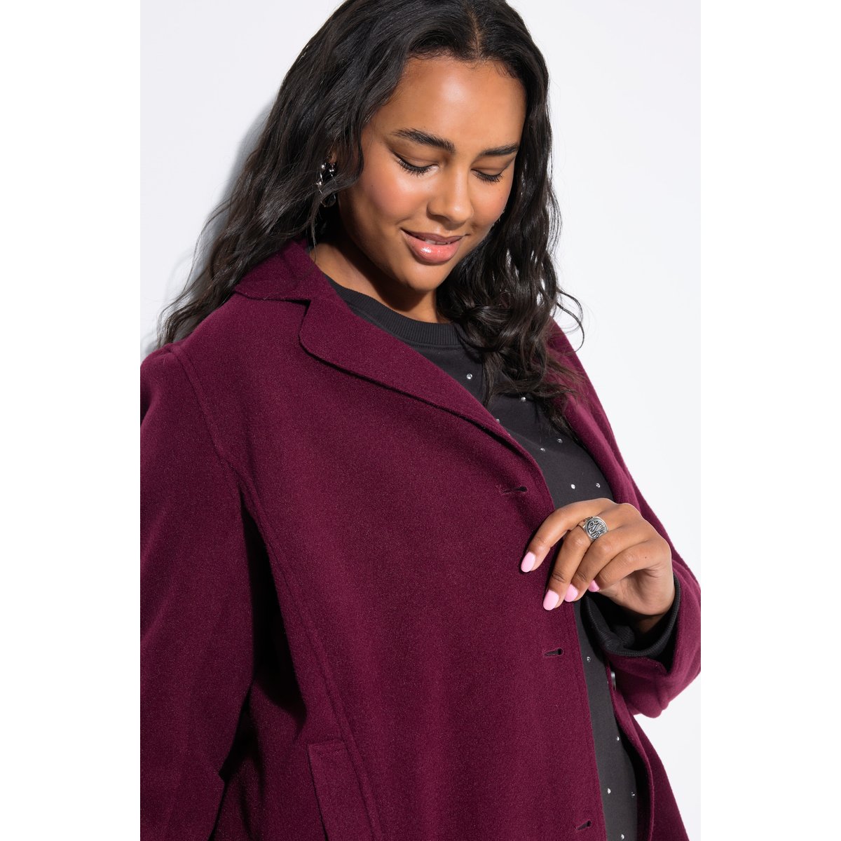 Manteau réversible, col à revers rouge vin, STUDIO UNTOLD