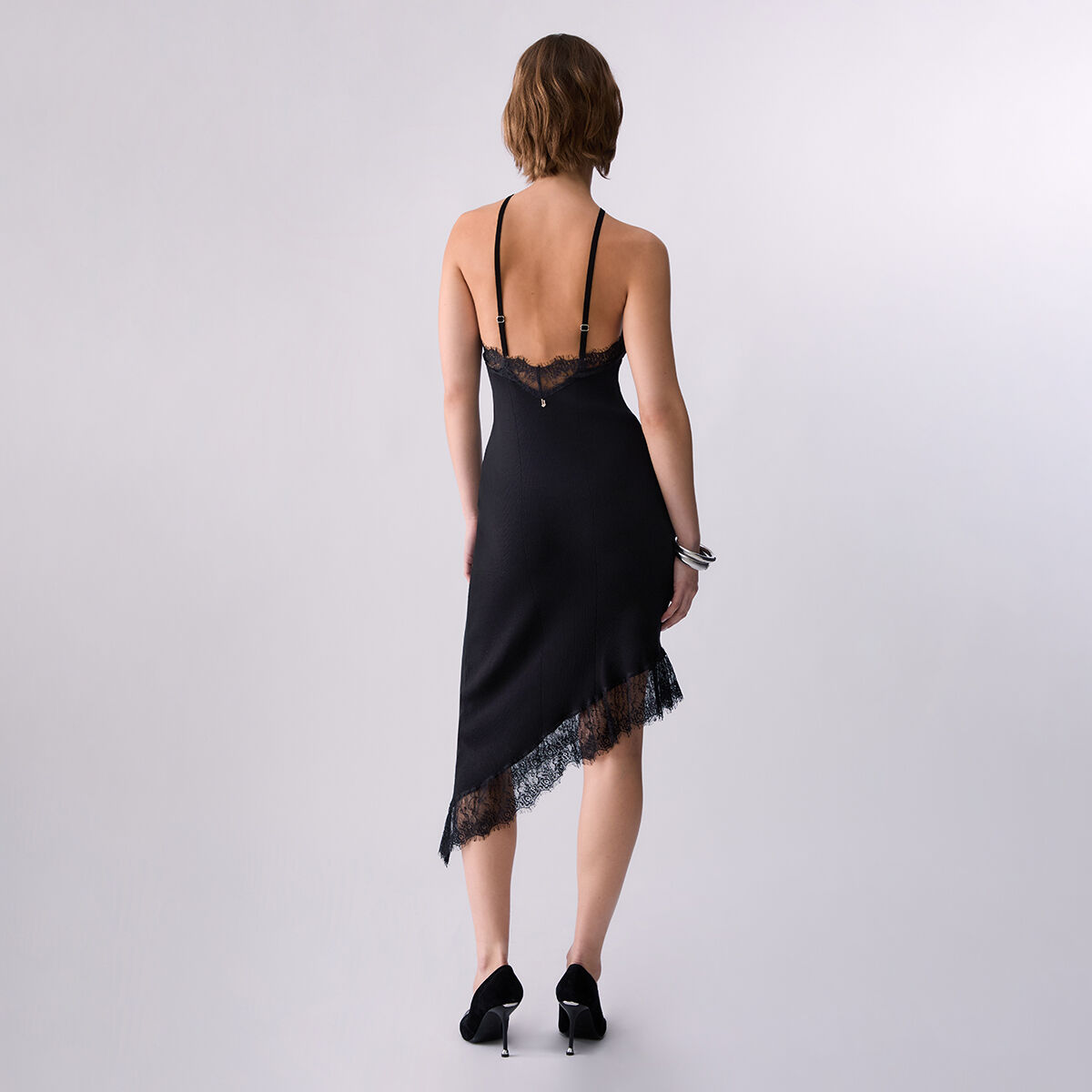 Robe Midi en Maille avec Dentelle noir, LIU JO