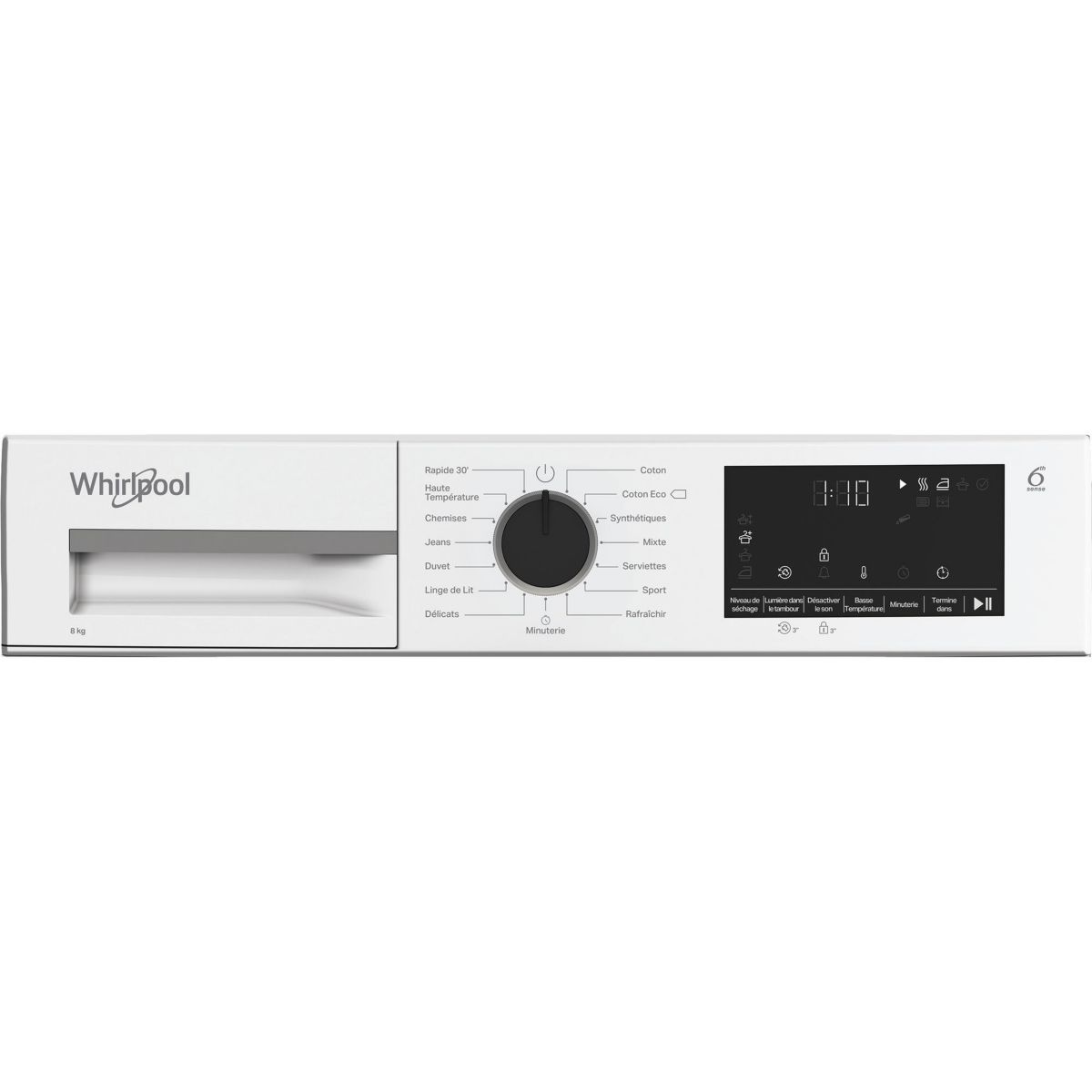 Sèche linge pompe à chaleur CWSD83MWBSFR couleur unique, WHIRLPOOL