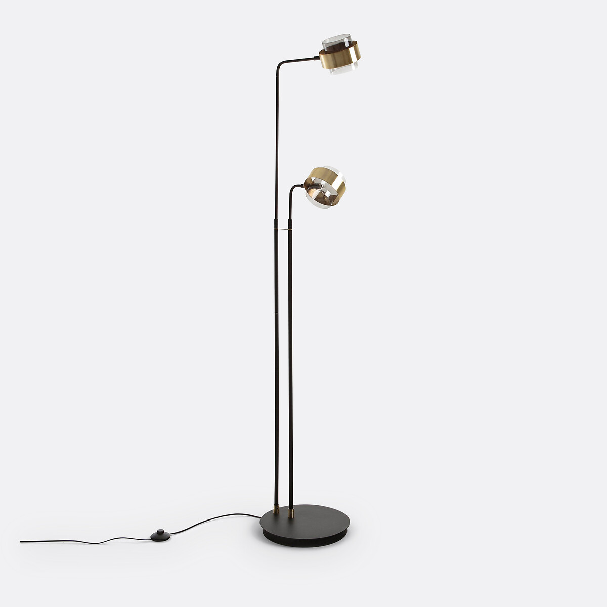 Lampadaire à 2 bras verre et métal fer, Botello noir/laiton, LA REDOUTE INTERIEURS