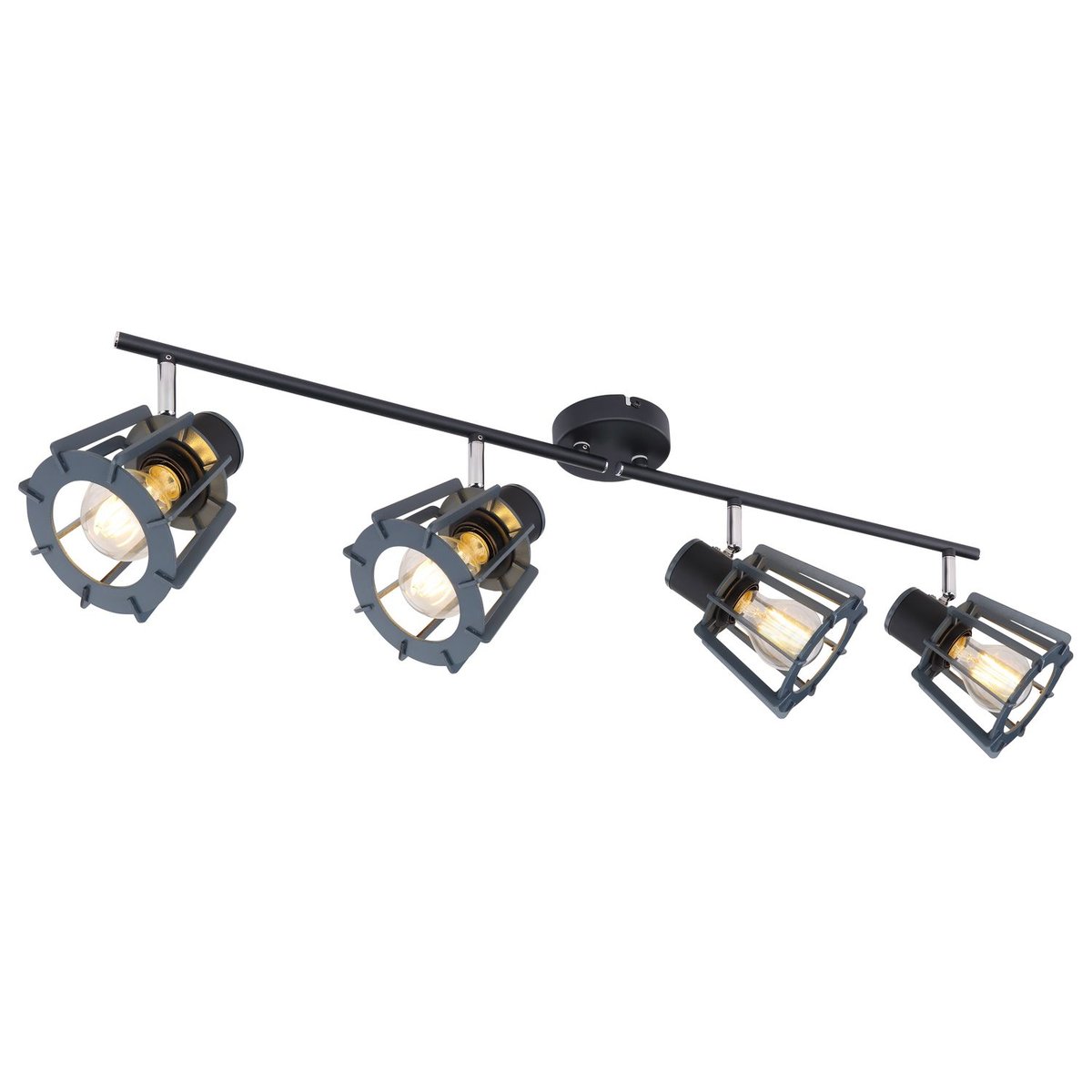 Plafonnier rampe 4 spots design scandinave en bois BLAHA gris, GLOBO LIGHTING
