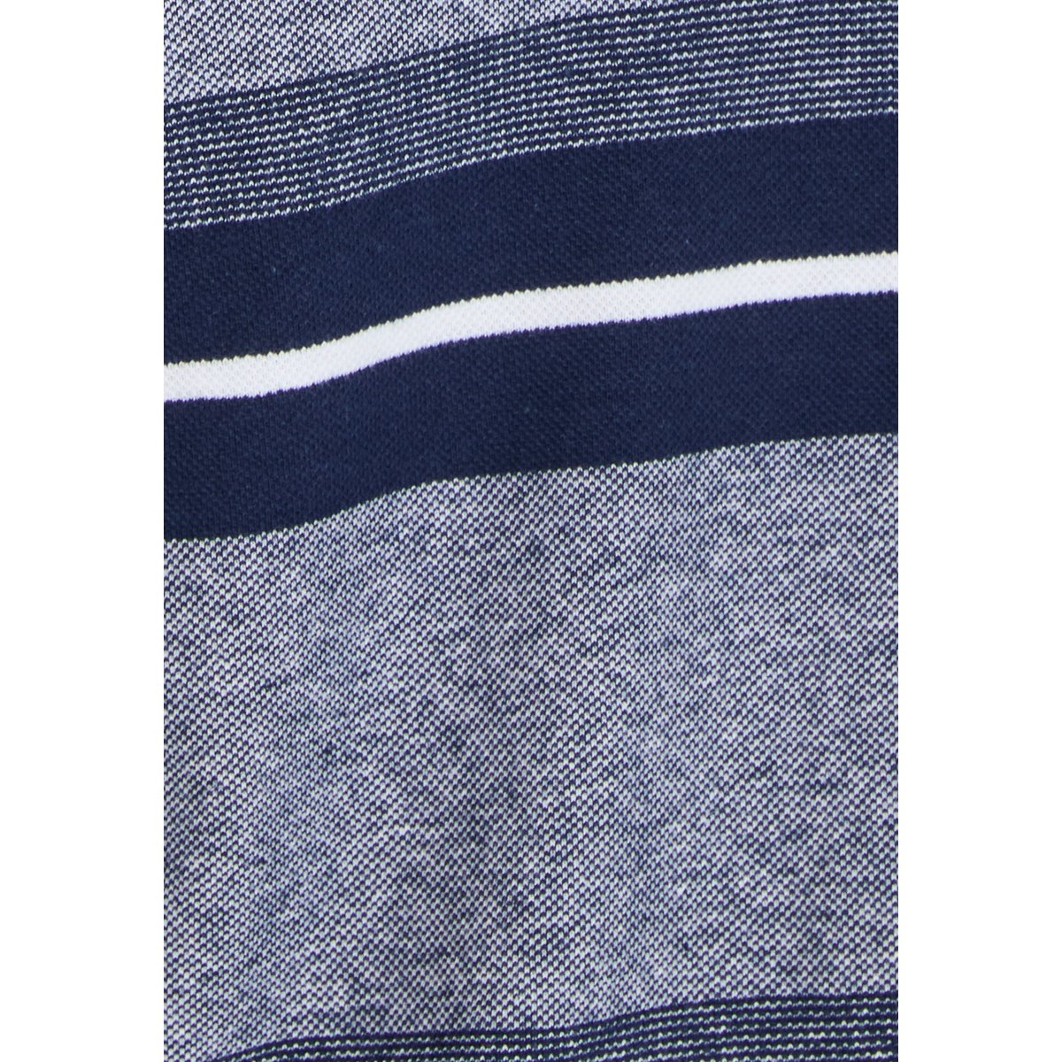 Polo manches longues en maille piquée bleu marine rayé, DAMART