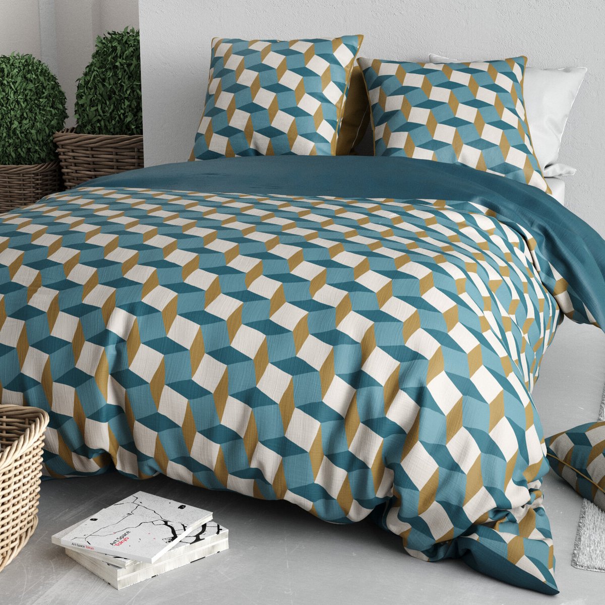 Parure housse de couette en coton, Polo imprime, C DESIGN HOME TEXTILE