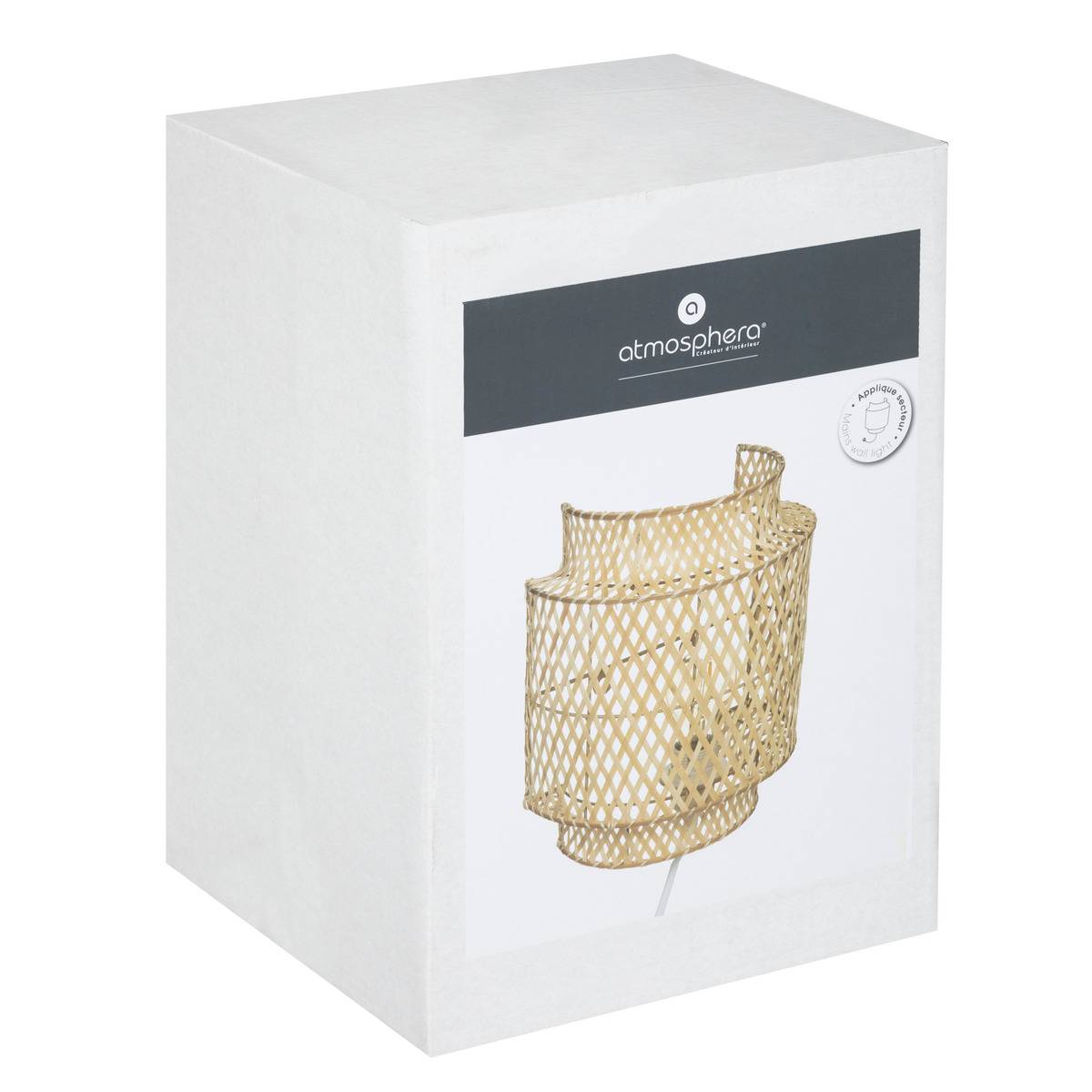 Applique murale en bambou tressé LIBY beige, ATMOSPHERA