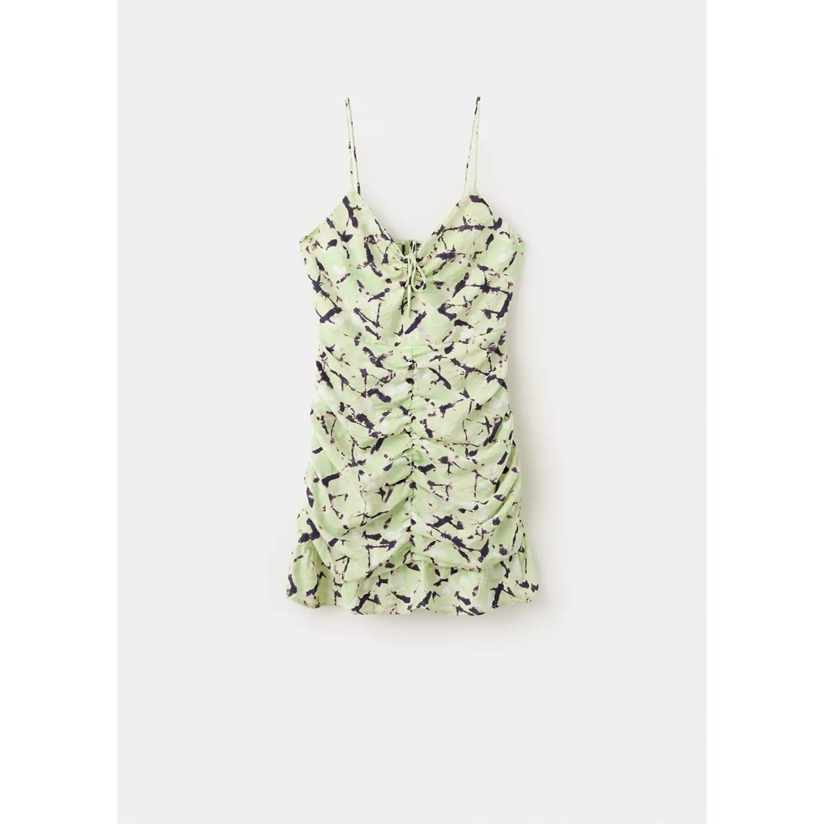 Robe courte drapée tie and dye citron vert, MANGO TEEN