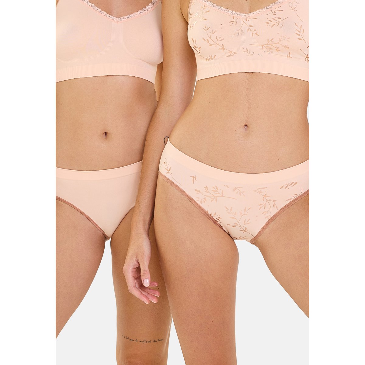 Lot de deux slips ZEN ANNIVERSAIRE feuillage cuivré + rose pêche, BILLET DOUX